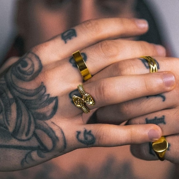 18k Snake Ring Toi Et Moi Luxurious Gold - Picture 7 of 14